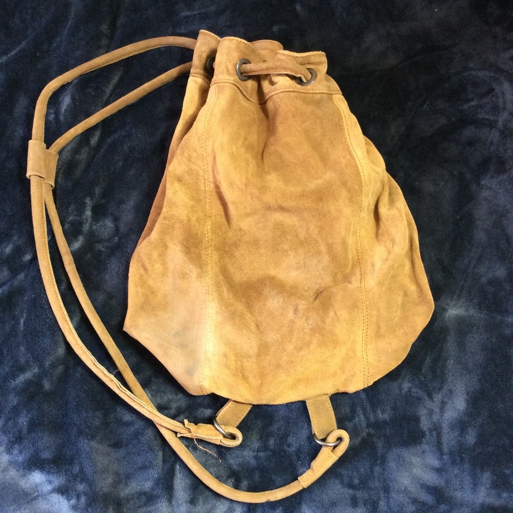 Suede Bucket Drawstring Backpack